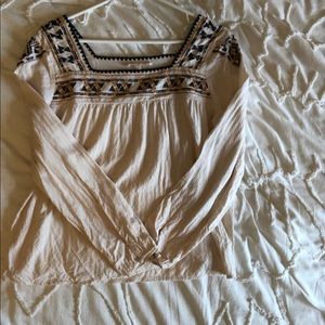 Cream boho long sleeve top